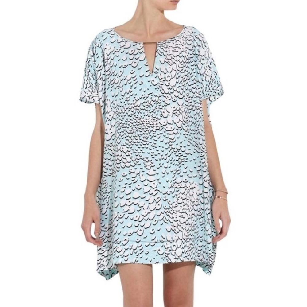 Diane von Furstenberg Beonica‎ Silk Kaftan Tunic Leopard Halo Mist M Resort Chic